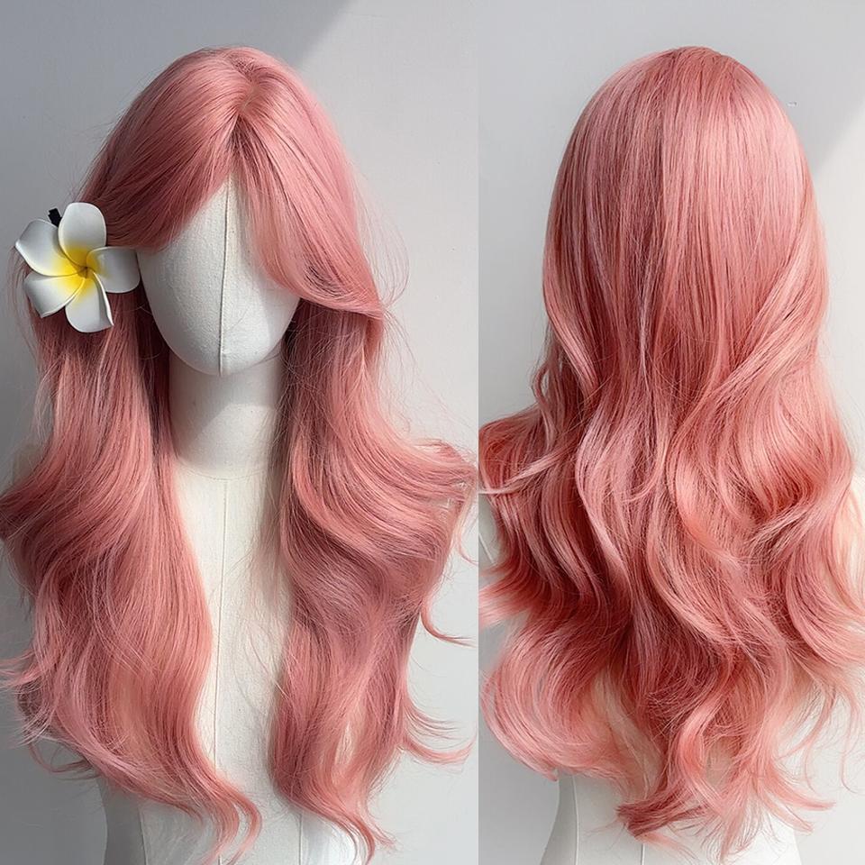 Synthetic Red Ombre Black Color Lolita Long Straight Wigs With Bangs Daily Party Cosplay Wig For Women