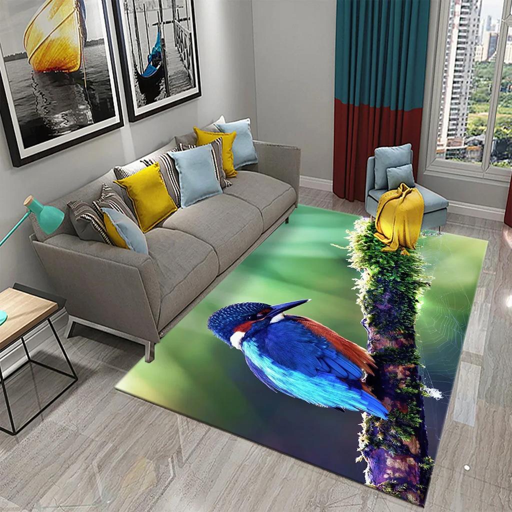Colorful Parrot Carpet Animal Flower Rugs Kitchen Bathroom Entrance Non-Slip Carpet Bedroom Living Room Sofa Chair Decor Rugs