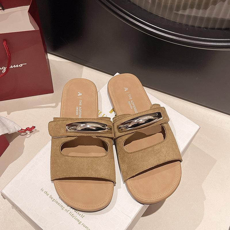 

Суперпопулярные шлепанцы на липучке с плоской подошвой, женская летняя модная обувь, мягкая подошва, уродливые милые летние повседневные прохладные шлепанцы 40 хаки