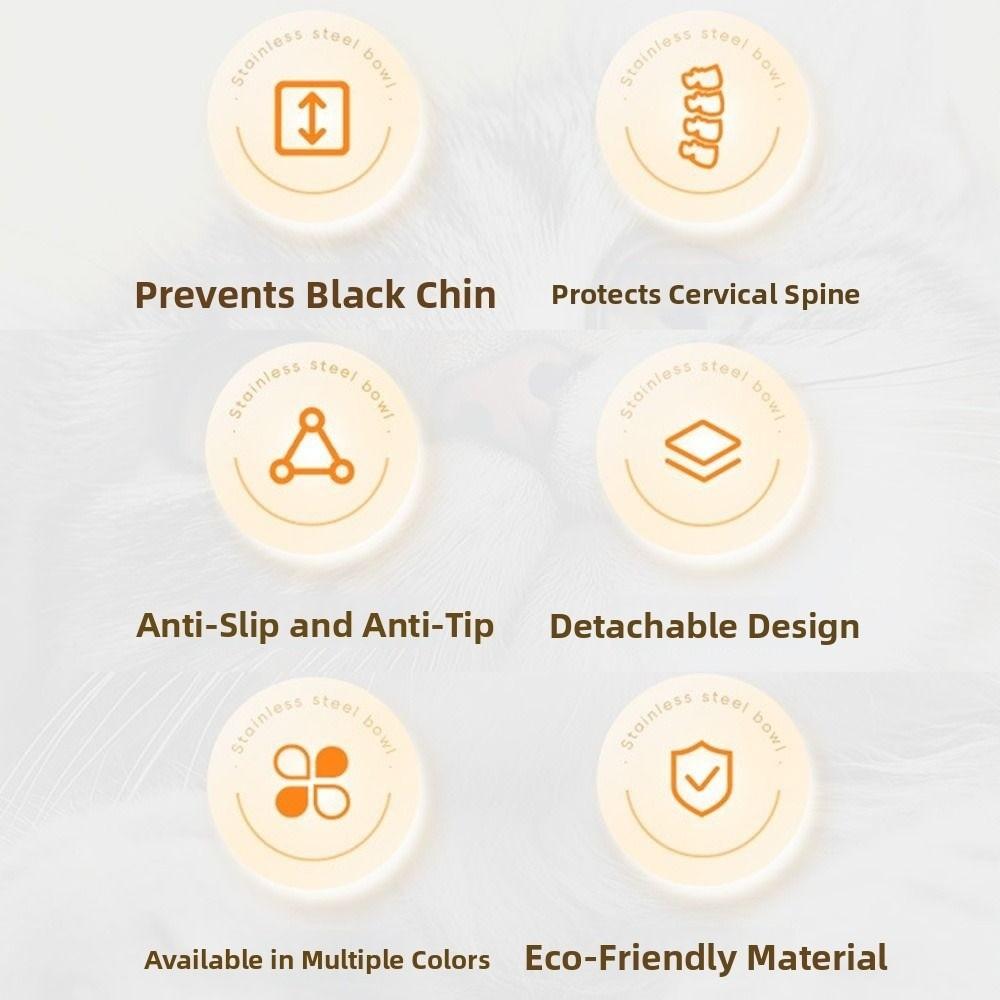 Stainless Steel Pet High Footed Bowl Cartoon Anti Vomiting Cat Food Water Bowl Detachable Bowl Large Capacity Cat Bowl Home