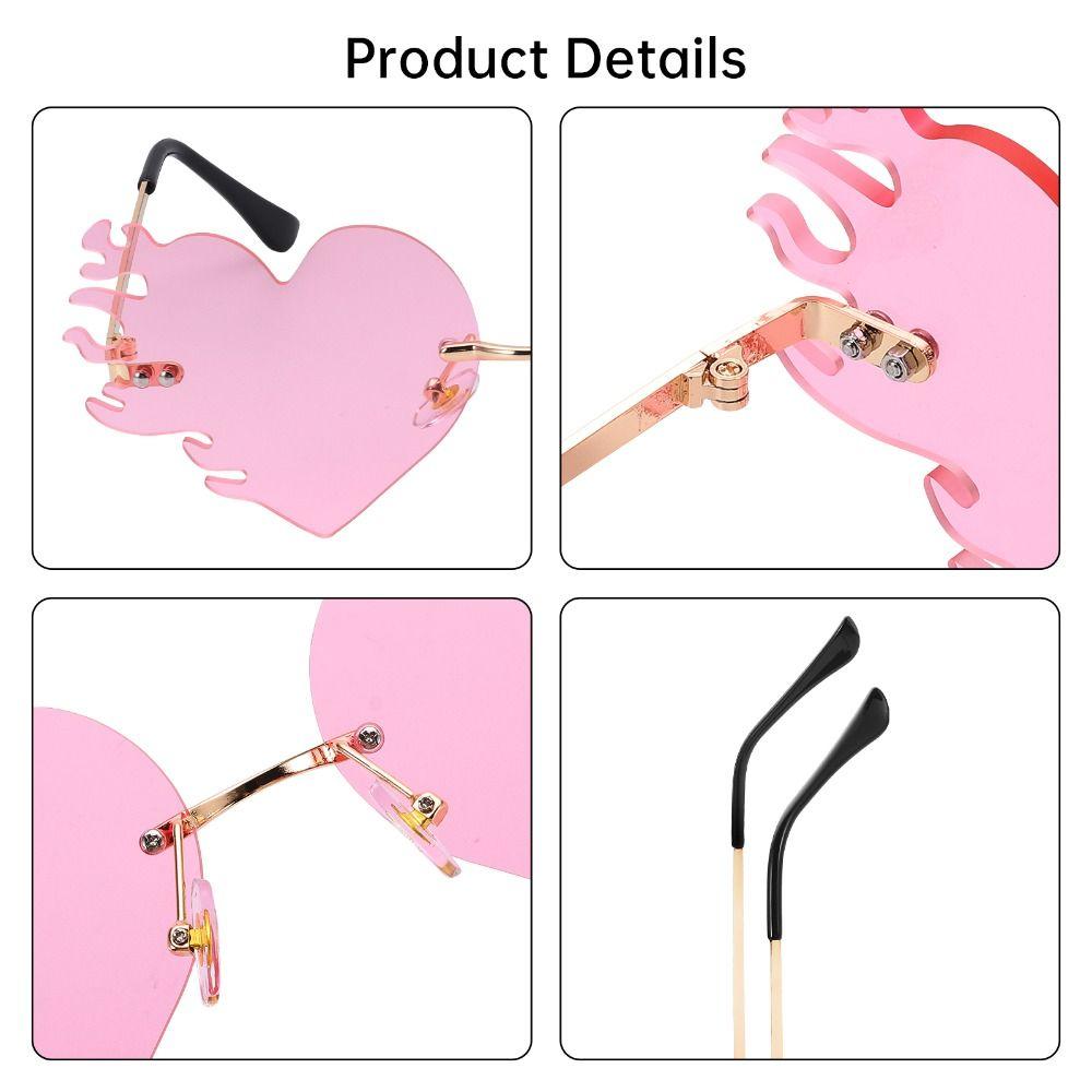 UV400 Protection Flame Love Sun Glasses Rimless Party Favor Eyewear  for Women & Men