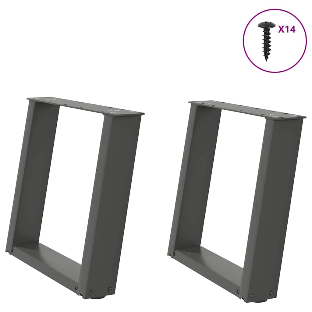 Vidaxl Coffee Table Legs, 2 Pcs, Anthracite, 50X(42-43) Cm, Steel