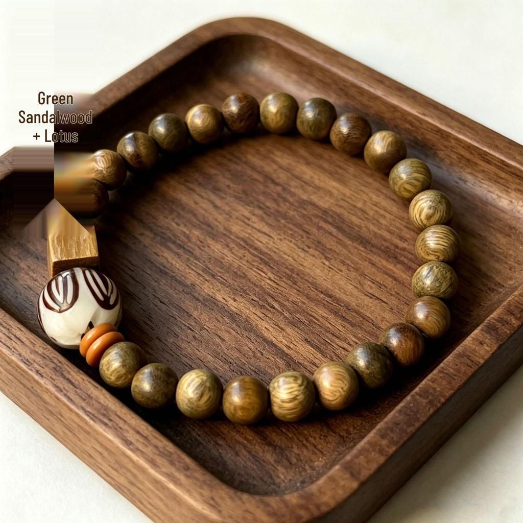Argentina Green Sandalwood Beaded Bracelet: 8mm Buddhist Rosary for Men & Women