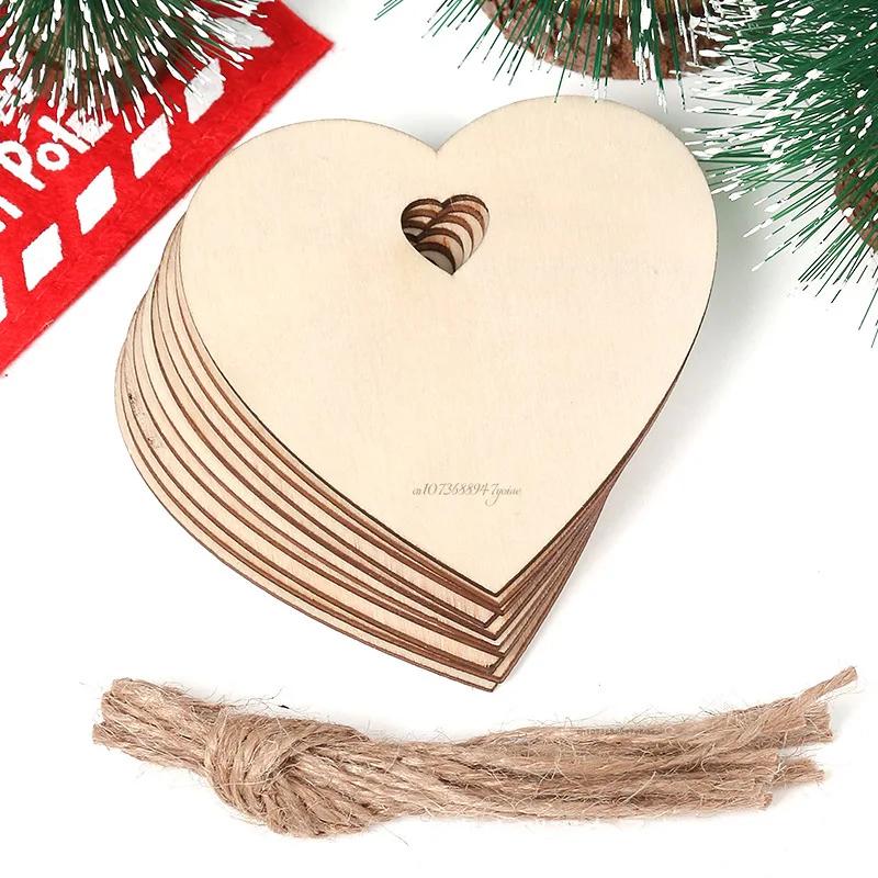 4pcs DIY Wood Christmas Ornament Unfinsihed Wooden Christmas Tree Hanging Decorations for DIY Craft Xms Home Party Decor