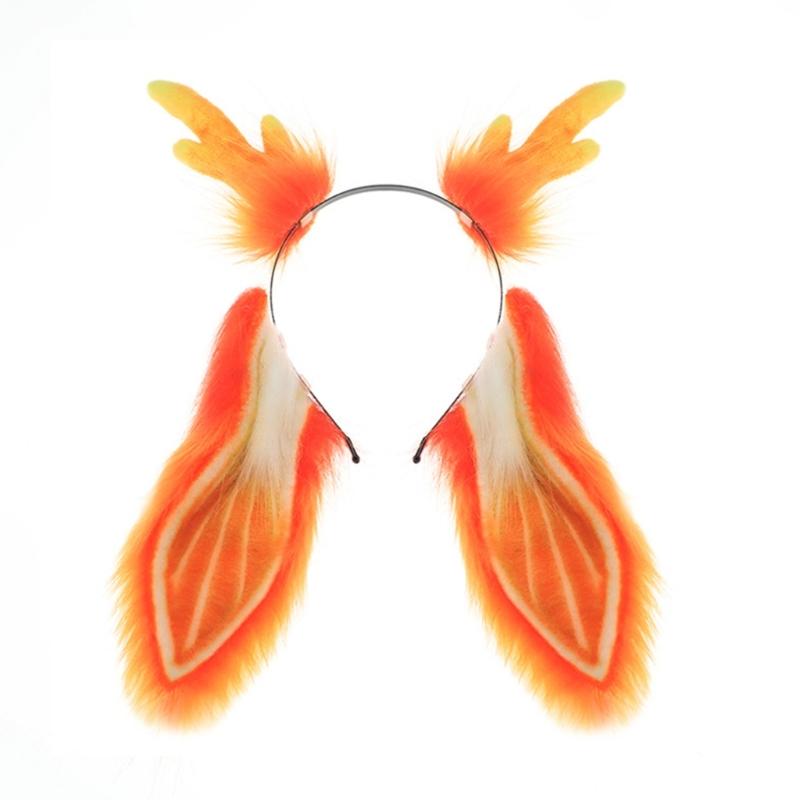 Bunnies Ears Headband Bunnies Tail Reindeer Antlers Headband Deer Antler Hairband for Christmas Halloween Cosplay Costume
