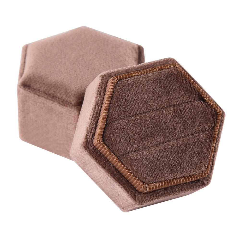 Hexagon Ring Box Velvet Gift Box New Jewelry Display Packaging  Anniversary