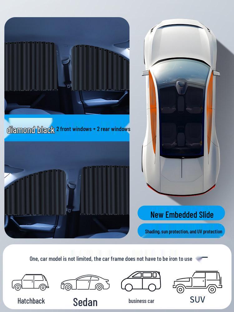 Magnetic Car Privacy Sunshade Curtains for Side Windows - Telescopic Sliding Track Design