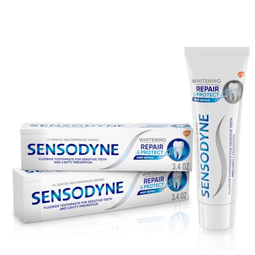Sensodyne Repair and Protect Whitening Sensitivity Toothpaste for Sensitive Teeth, 3.4 Ounces (Pack of 2)