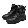 Warrior Stylish Simple Cotton Fleece Daily Commuting Short Martin Boots Men boots Black WXP(WZ)-076002M