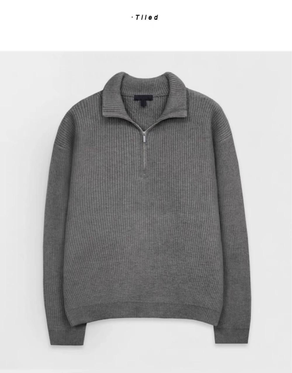 

Men s Half-Zip Korean Style Knitted Pullover Sweater - Autumn/Winter Solid Color with Stand-Up Collar S 55-65 kg темно-серого