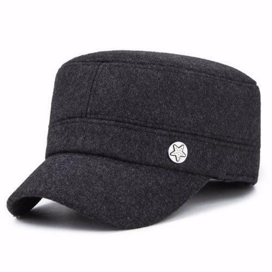 Chapéu de Inverno de Couro com Lã para Homens de Meia-Idade e Idosos - Boina à Prova de Vento e Protetora de Orelhas