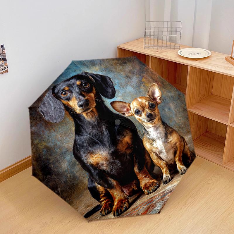 1 PC Automatic Folding Umbrella - Dogs Pattern, Portable & Foldable Design with 8 Ribs, Christmas Birthday Gifts