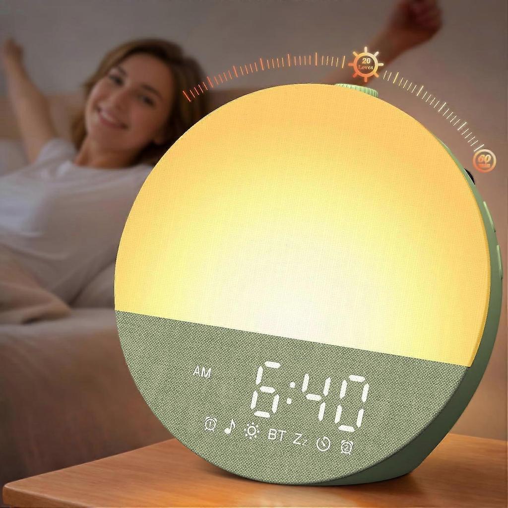 Aufwach Wecker mit Sonnenaufgang: 10-60 Minuten simulierte Sonnenaufgänge für sanftes Aufwachen - 20 einstellbare Helligkeitsstufen, hell genug für Tiefschläfer - Dualer Alarm