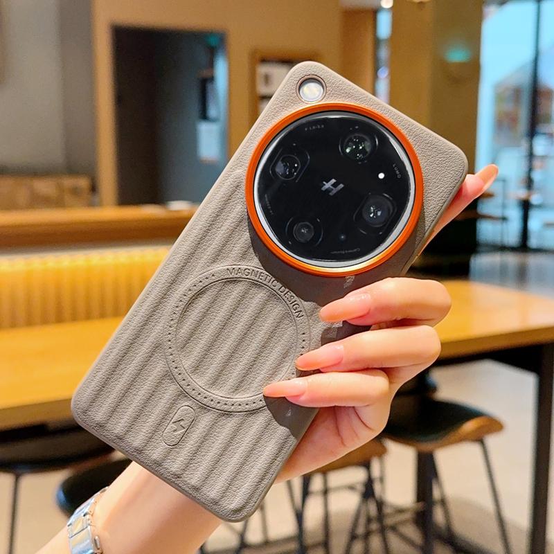 Case For Oppo Find X9 Ultra & X9s pro Magnetic Ripple Matte PU Leather Texture Phone Back Cover Shockproof Bumper OPPO Find X9 Ultra