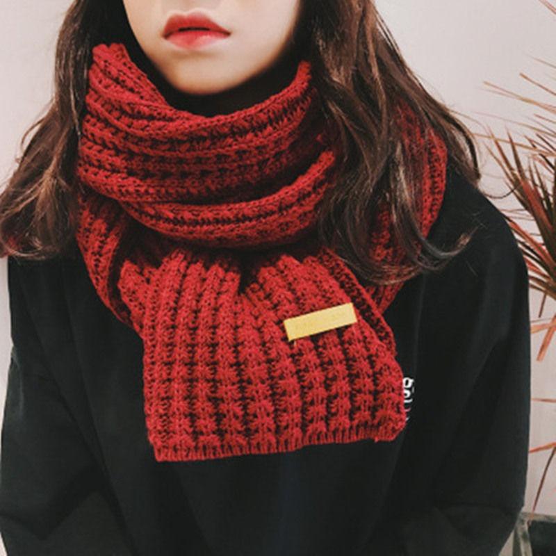 Damen Schicker Harajuku-Stil Grobstrickschal Winter Koreanischer Stil Vielseitig Verdickt Warm Halswärmer Einfarbig