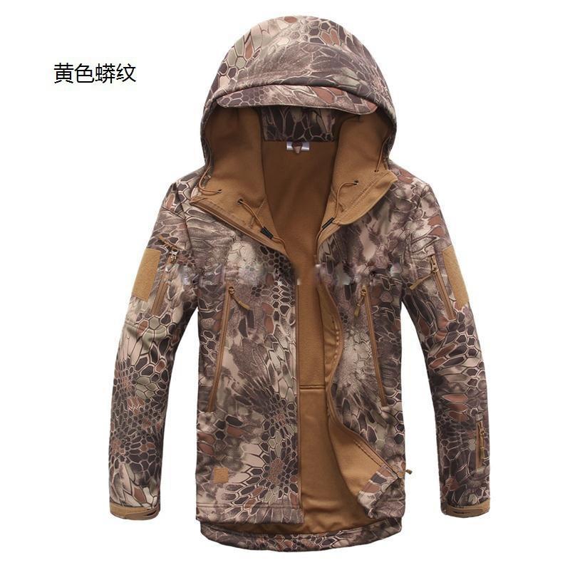 Men Waterproof Camo Fleece Softshell Cycling Jacket Outdoor Windproof Warm Coat