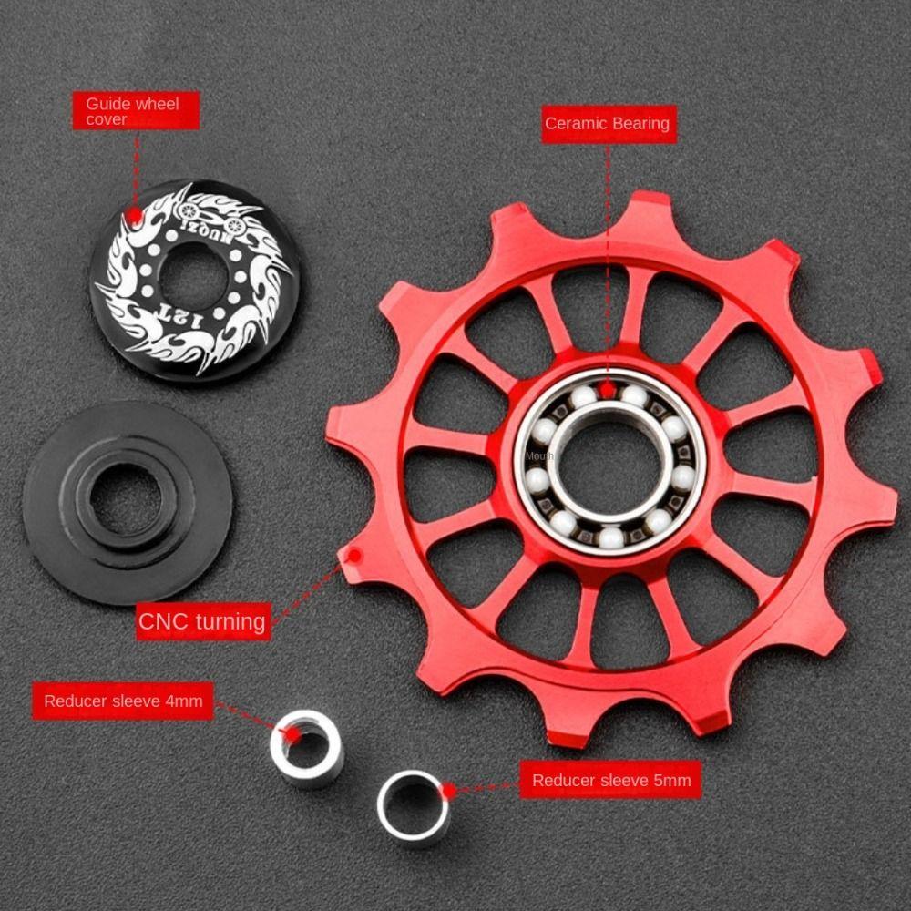 12T Bicycle Rear Derailleur Bearing Aluminum Alloy Positive Negative Tooth Bike Rear Derailleur Pully Ceramic Bearing