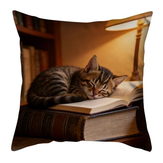 Realistyczna poszewka na poduszkę z kotem 18x18 cali Wzór kota Poszewka na poduszkę dekoracyjną Urocza poszewka na poduszkę z kotkiem do dekoracji domu Kanapy Sofy Salonu Sypialni