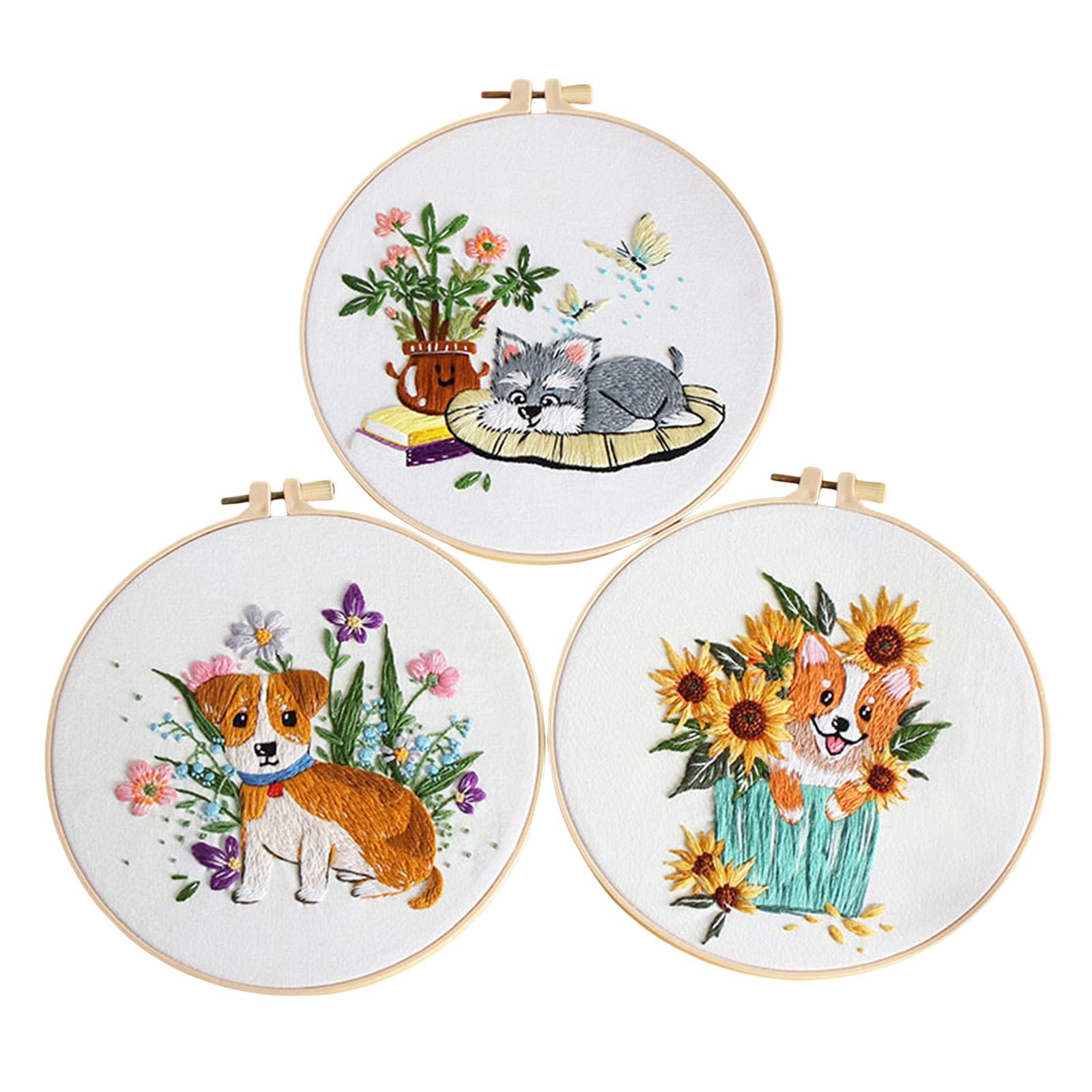 

DIY 3D Embroidery Craft For Beginners: Fabric Embroidery Material Kit, 20cm Embroidery Hoop (Not A Finished 30cm Fabric),three-piece Set One Size белый