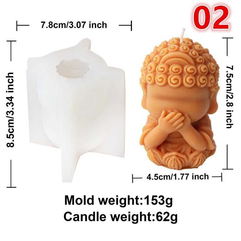 3D Cartoon Buddha Candle Molds DIY Plaster Clay Candle Making Mould Maitreya Buddha Statu Crafts Decor