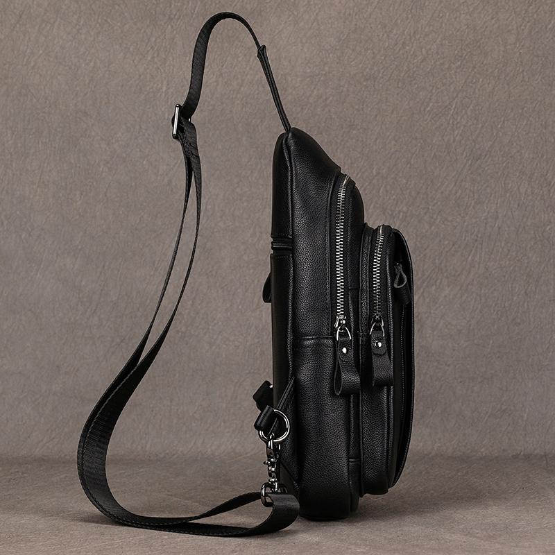 Summer Outdoor Leather Men Single Shoulder Sling Bag Chest Bag For Men Male Backpack Bag Chest Pack