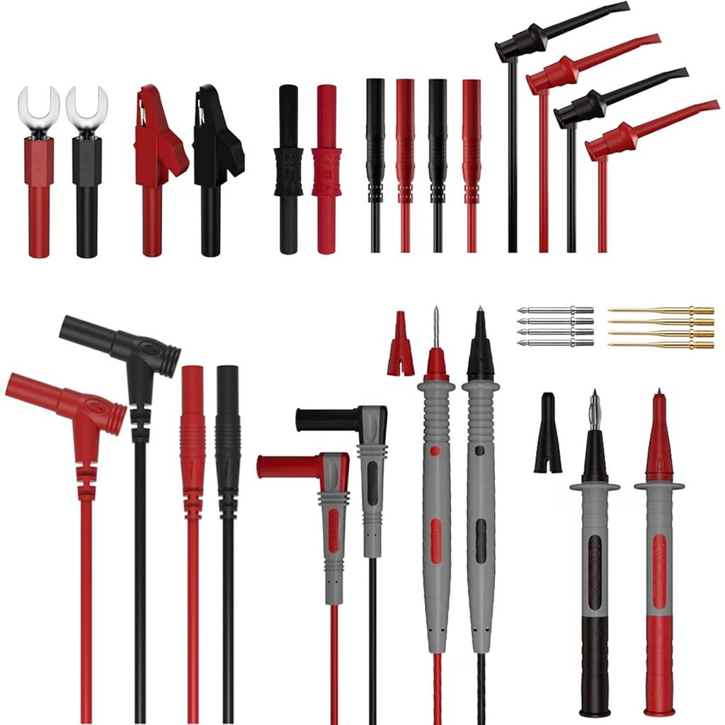 24 Pcs Multimeter Test Leads Set with Alligator Clips, Insulation Piercing Test Clip and Test Probes 1000V 10A CAT III for Voltmeter, Clamp Meter