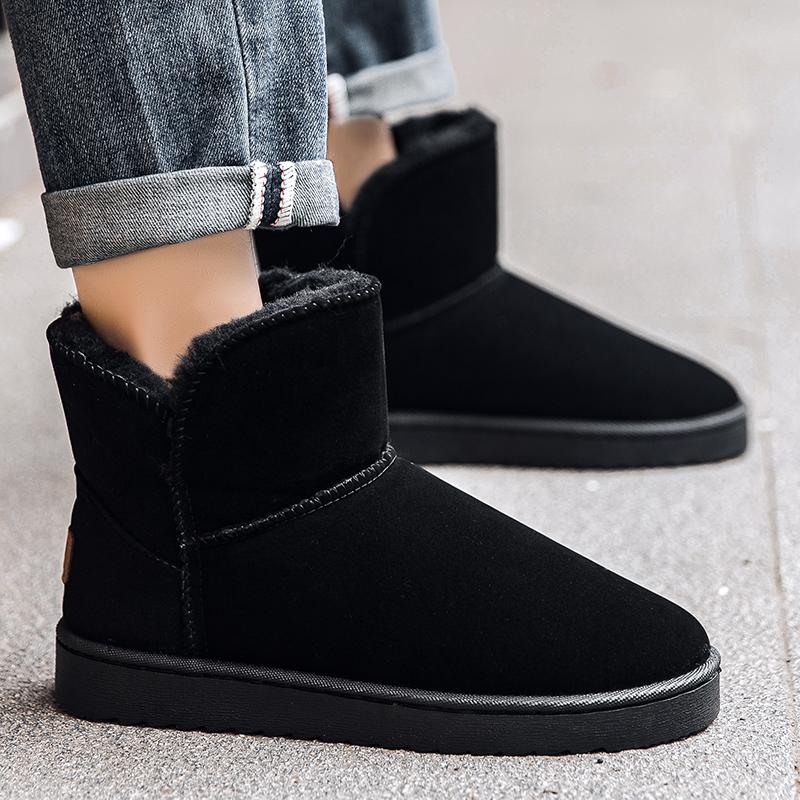 Brown Suede Men's Winter Boots Outdoor Warm Plush Snow Boots Men Fur Ankle Boots for Slip On Cotton Shoes Botas Masculino