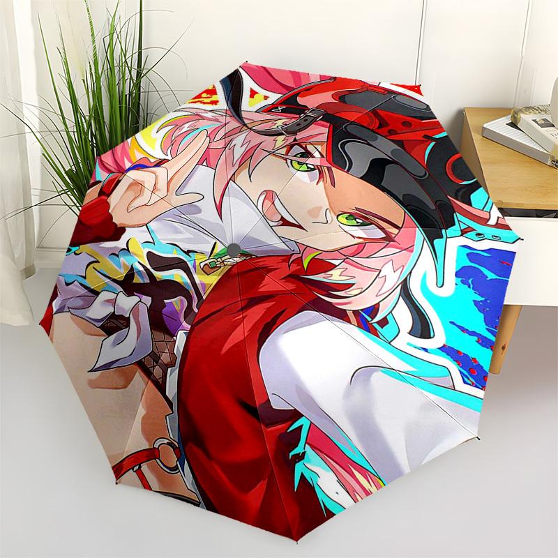 

1pc Outdoor Umbrella with Anime Character Design - Automatic Opening/Closing, Portable 3-Fold Design, 8-Rib Iron Frame - Perfect Gift for Fans, T