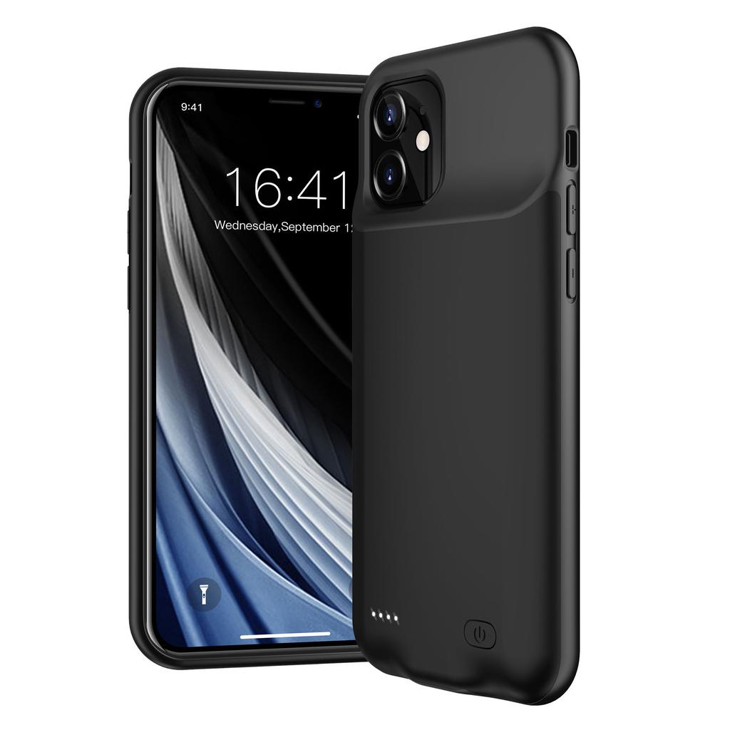 6000mAh Rechargeable Battery Mobile Phone Charger Cover Case for iPhone 12 mini 5.4 inch-Black