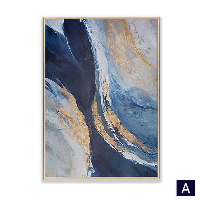 

Современный постер с абстрактной мраморной текстурой, печать на холсте, живопись синими чернилами, плакаты и принты, скандинавские настенные картины, декор для гостиной 21cm×30cm NoFrame
