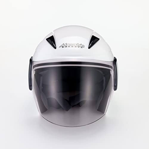 Marushin (MARUSHIN) Semi-Jet Motorcycle Helmet, M-520XL, White, XL Size (Under 61-62cm), 5211