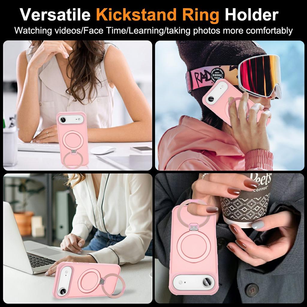 For iPhone 17 Air Case Compatible with MagSafe Ring Holder Kickstand TPU+PC Phone Cover