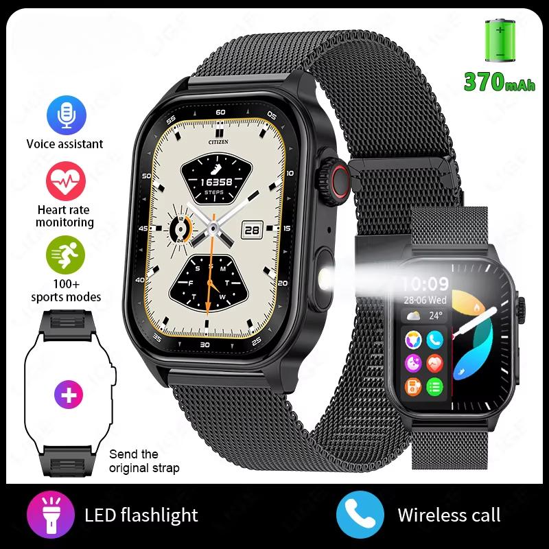 2025 New Women Smart Watch Flashlight 2.01” HD Display AI Voice Bluetooth Call Sports Watches Health Monitor Smartwatch Men