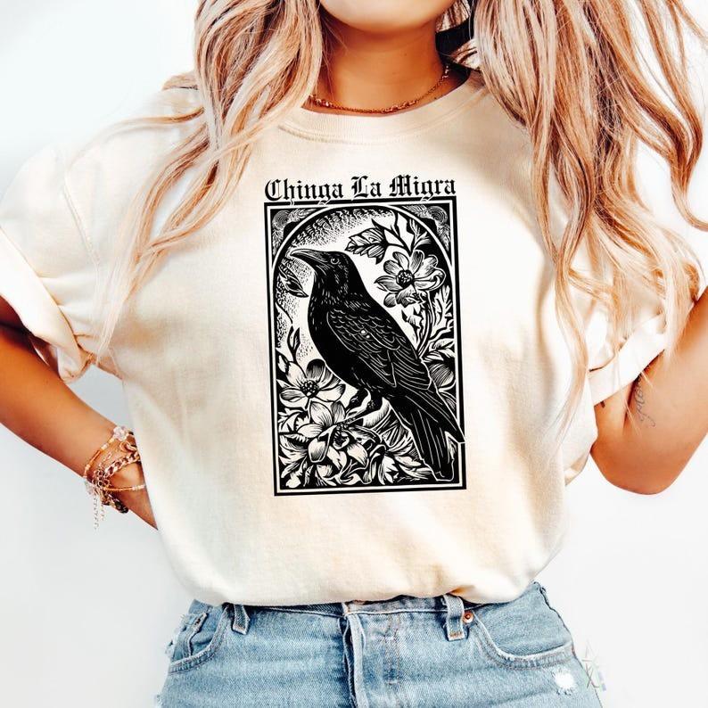

Chinga La Migra Shirt: Anti ICE Protest Tee Mexican Folkart Style Unisex T-Shirt L