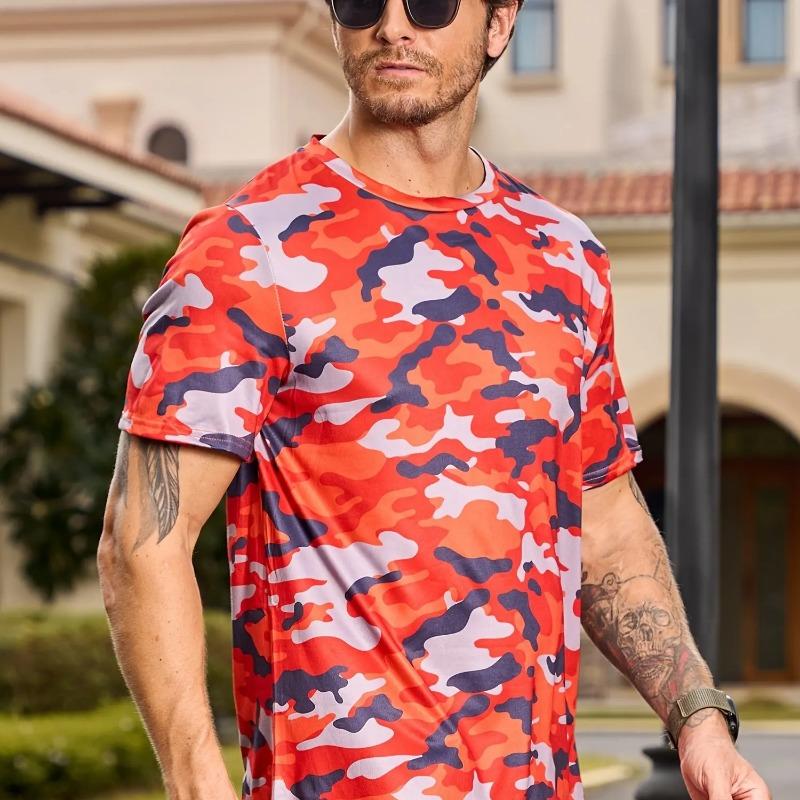 Camouflage Print Men's Tshirt Casual Comfortable Streetwear 3D Summer Outdoor Short Sleeve Crew Neck Sports Top Training T-shirt