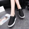 Fashion Comemore White Shoes Spring and Summer Wedge High Heels Women's Vulcanize Shoes Mesh Breathable Round Head Rhinestone Loafers