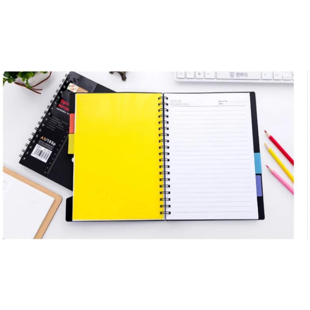 Wasserdichtes Spiralnotizbuch - Dickes 105-Blatt/210-Seiten mit Registerlaschen, B5/A5/A6 Organizer für Büro&Journal, Strapazierfähige Spiralbindung