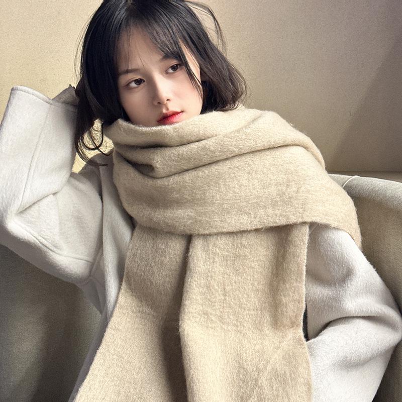 Luochi Knitting Thick Tassel Winter Scarf - Plus Size, Soft & Fluffy Shawl хаки