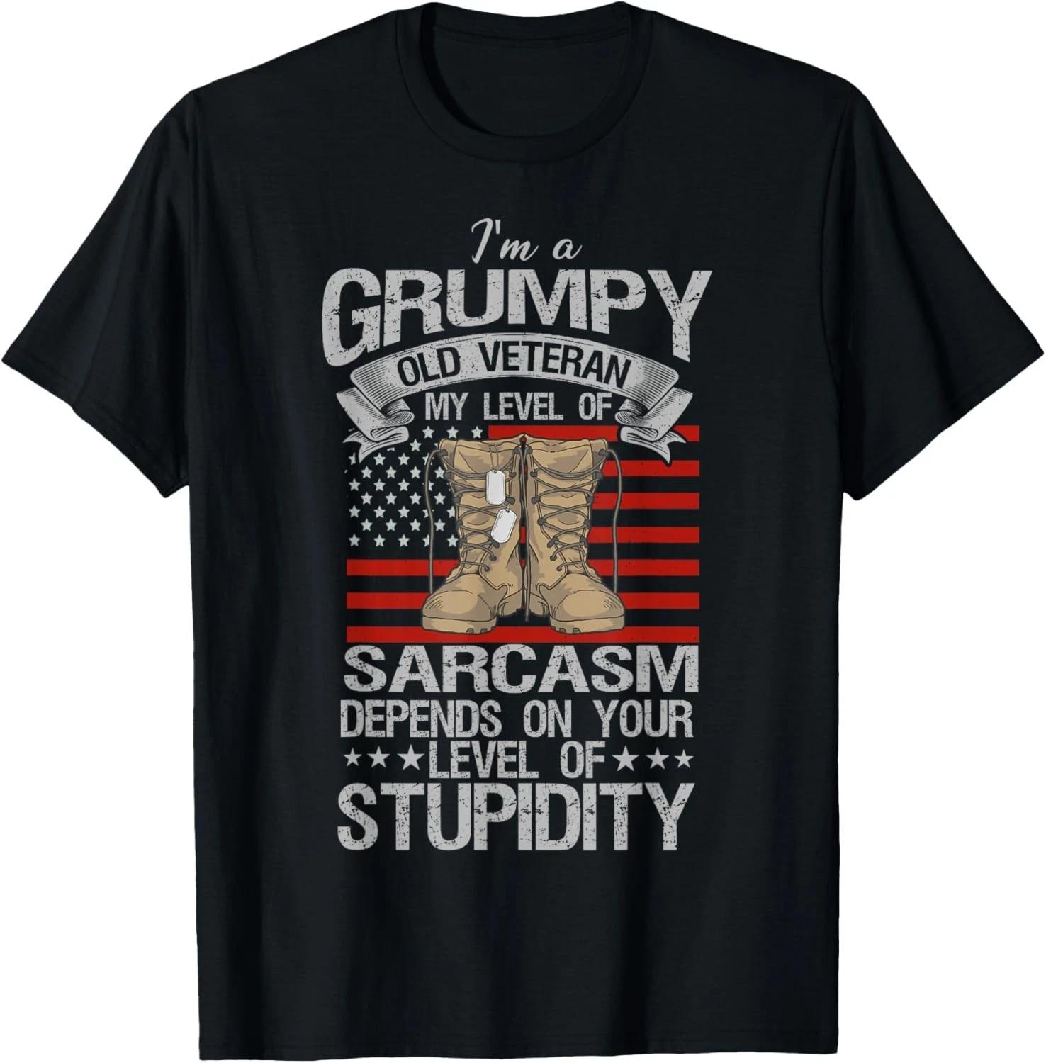 I m A Grumpy Old Veteran Funny Army US Flag Grandpa Gift Unisex T-Shirt S