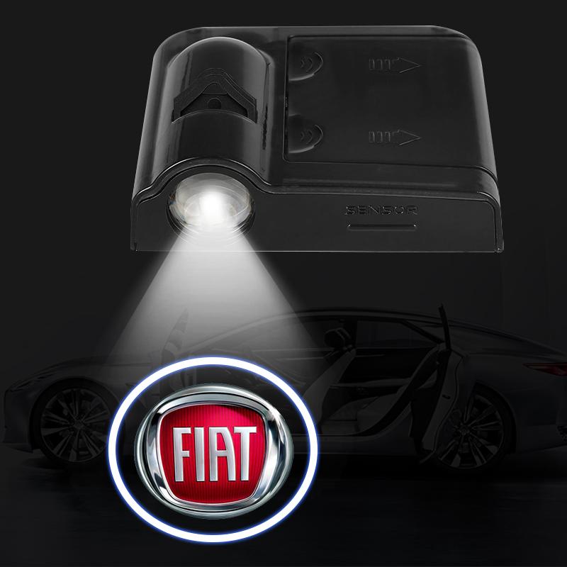 2Pcs Car Door Projector Lamps LED Welcome Light Emblem for Fiat Abbas 124 125 500 Abarth Palio Punto Stlio Tipo Panda Doblo