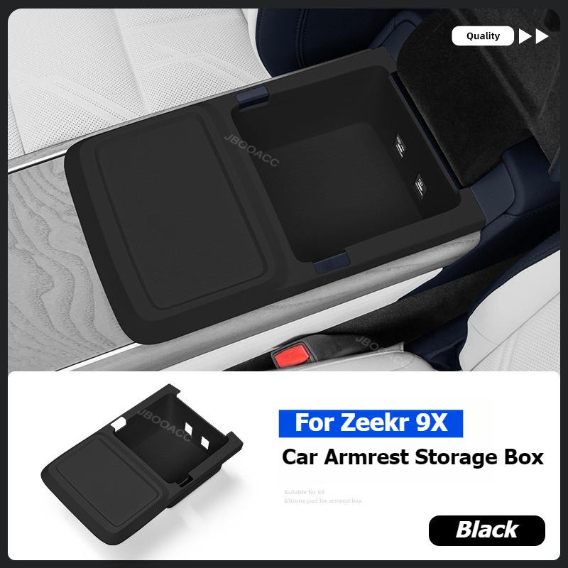 For Geely ZEEKR 9X 2025 2026 Car Center Console Armrest Storage Box Case Silicone Organizer Case Car Accessories Dustproof Pad