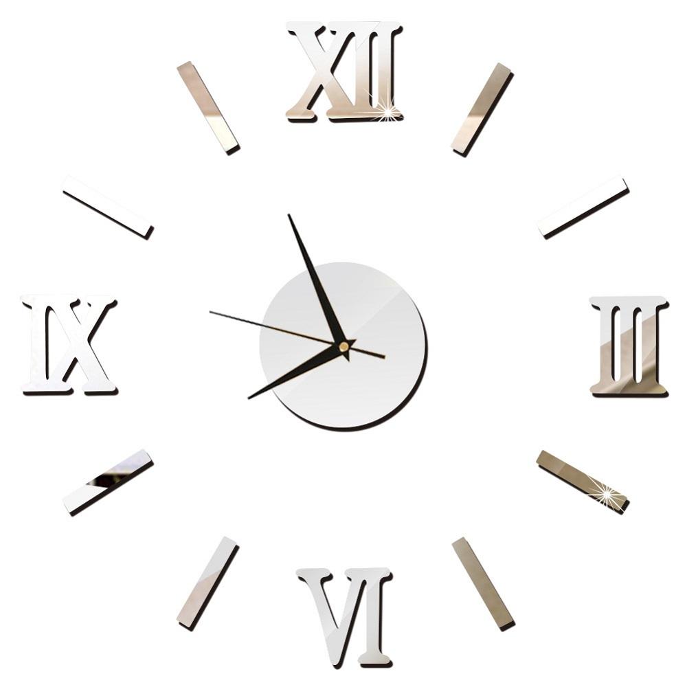 27inch Nordic Wall Clock Dining Restaurant Cafe Decorative Clocks Acrylic Mirror Wall Sticker Silent Quartz Watch Home Decor