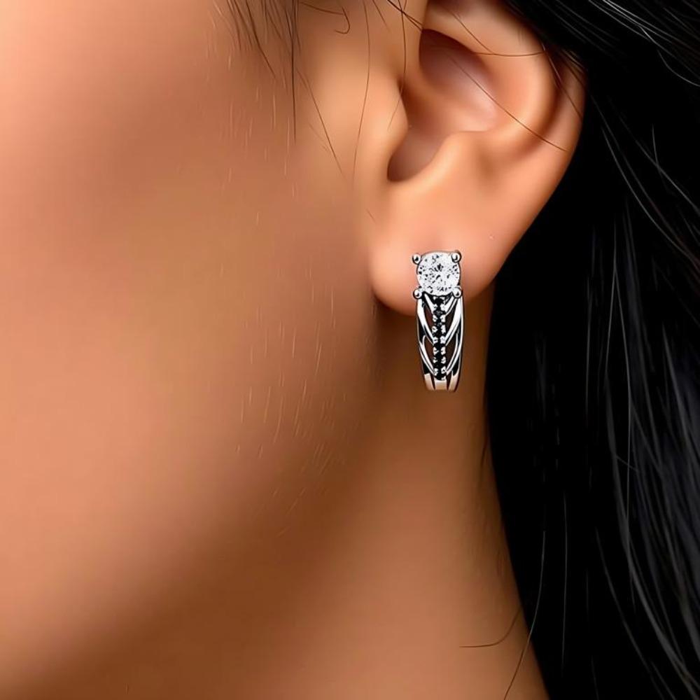 BLACK AWN Black Hoop Earrings for Women Black Jewelry Earrings