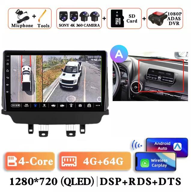 Android 14 Carplay Auto Car Radio For Mazda CX-3 CX3 Mazda 2 DK 2014 - 2017 2018 2019 2020 2021 Multimedia Player Stereo 4G DSP
