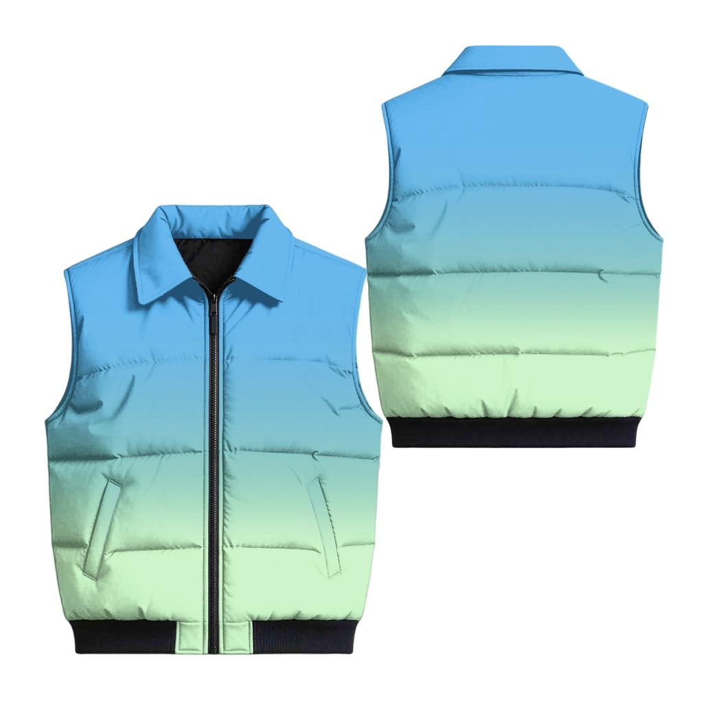 Men's Casual Loose Fit Padded Vest with Pockets, Zip Front and Lapel Collar, Polka Dot Print for Lounging and Daily Wear
