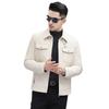 Autumn and Winter Men's Genuine Leather Jacket Korean Style Slim Jacket Fashionable Men's Clothing Can Be Added with Velvet