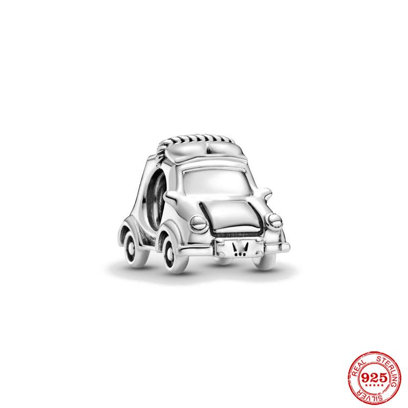 S925 Sterling Silver Pink Black Motorcycle Car Bike Dangle Charm Bead Fit Original  Bracelet Pendant DIY For Women Jewelry