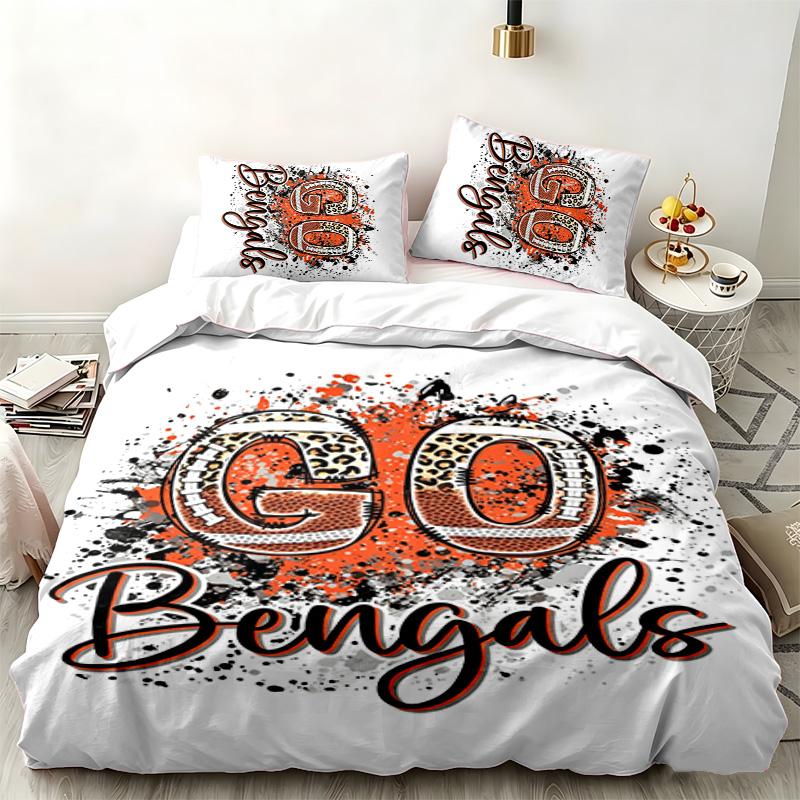 Set da 3 pezzi Cincinnati Bengals Perfetto per la camera da letto Set di biancheria da letto confortevole include una copripiumino e due federe Ideale come regalo di compleanno o di Natale