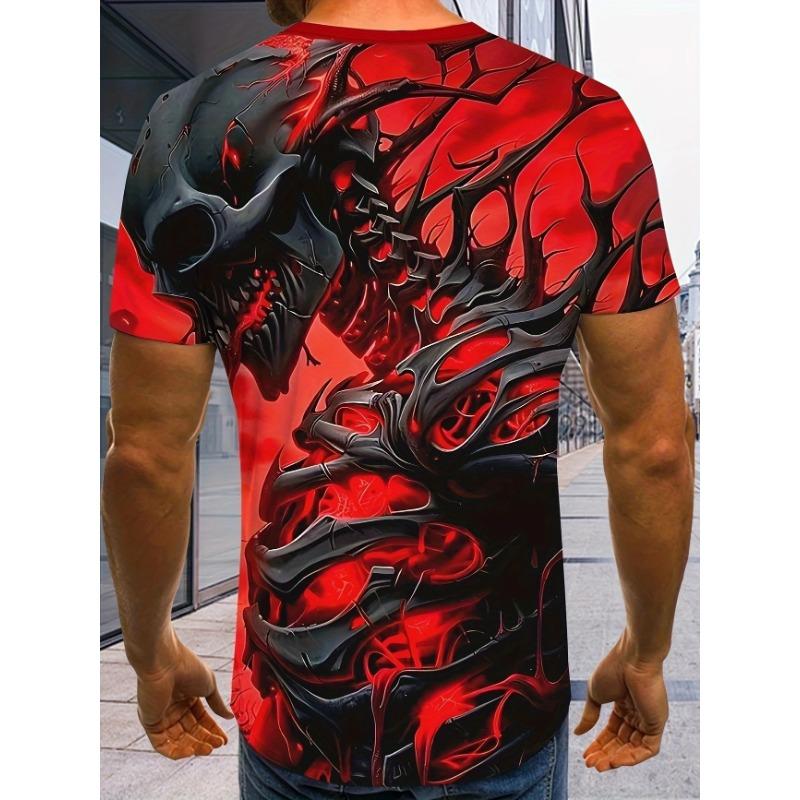 Trendy and Fashionable 3D Printed T-shirt Round Neck Short Sleeved Top Skull Series Men's T-shirts