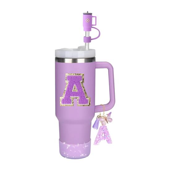 7Pcs Cup Accessories Set for 30/40oz Tumbler Silicone Straw Lid Spill-Proof Stoppers Handle Charm Initials Sticker Durable Personalized Mug